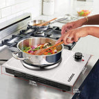 CUSIMAX Electric Hot Plates, 1500W Single Burner, Hot Plate for Cooking Electric Burner, Portable Countertop Burner, 7.4 "Stainless Steel Embedde Burner, For Home/Office/RV/Camp, Easy to Clean