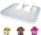 Rolled Ice Cream Maker Instant Ice Cream Maker with 2 Spatulas Frozen Yoghurt Plate Homemade DIY Instant Gelato Pan/Roll (Light Blue)