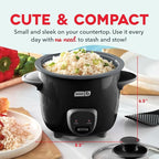 Dash Mini Ceramic Rice Cooker - Designed for Single-Serve Cooking - Compact Rice Cooker with Nonstick Removable Pot, Keep Warm Function & Easy-to-Clean Sleek Design - Black Ceramic