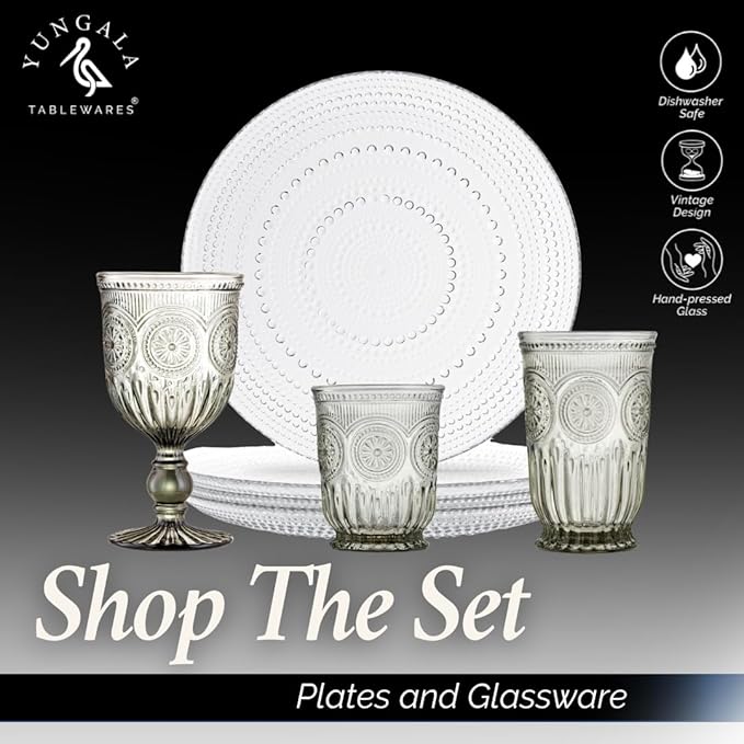 Yungala Smokey Black Highball Glasses Set of 6 —10 oz Tall Drinking Glasses