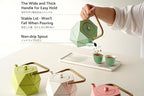 Toptier Cast Iron Teapot, Stovetop Safe Japanese Cast Iron Tea Kettle, Diamond Design Tea Pot with Removable Infuser for Loose Tea, 30 Ounce (900 ml), Light Green