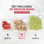 Chef Preserve Reusable Vacuum Sealer Bags for Food – 30 BPA-Free Medium (10 x 11 in) Food Storage Bags, Freezer, Microwave – Odor-Resistant, Leak-Proof – Compatible with Chef Preserve Vacuum Sealers