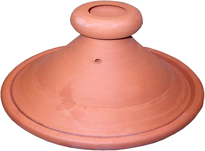 Treasures of Morocco Moroccan Handmad Safe Cooking Tagine, Round, Brown, 10 inches Across, Medium, Non Glazed, Traditional