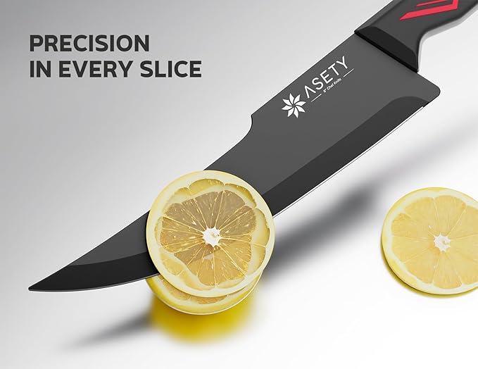 Knife Set - 15 PCS Kitchen Knife Set with Built-in Knife Sharpener Block - Stainless Steel Knife Block Set - Dishwasher Safe, Elegant Box for Men Women, Red