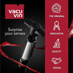 Vacu Vin Wine Saver Pump Gray with Vacuum Wine Stopper - Keep Your Wine Fresh for up to 10 Days - 1 Pump 4 Stoppers - Reusable - Made in the Netherlands