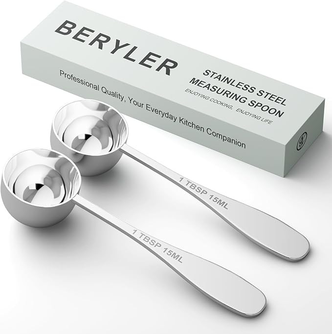 2PCS 1tbsp(3tsp, 15 ml) Single Measuring Spoon, Stainless Steel Individual Teaspoon, Metal Measure Scoop with Gift Box