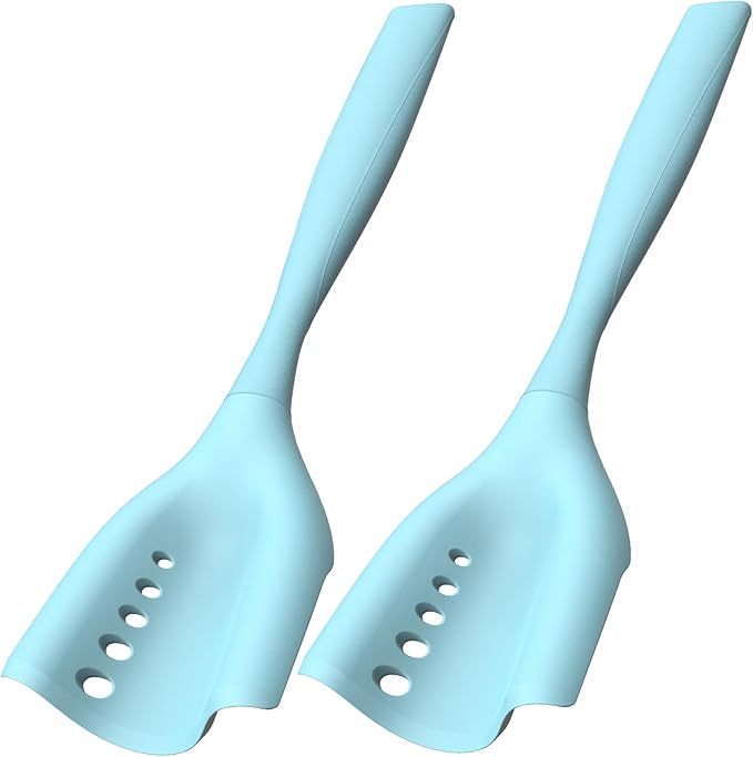 2 Pack Mincing Spatula Meat Chopper, Hamburger Grinder, Premium Heat Resistant Smasher for Ground Beef, Potato Mix Tool, Meat & Poultry Tenderizers-Aqua