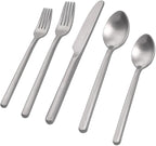 KINGSTONE 30 Pieces Silverware Set, Flatware Cutlery Set for 6, 18/10 Stainless Steel Silverware Utensils Minimalist Design Dishwasher Safe, Matte Silver