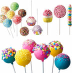 360 PCS Cake Pop Sticks and Wrappers Ties Kit, Including 120ct 6-inch Paper Lollipop Sticks, 120ct Cake Pop Parcel Bags, 100ct Silver Twist Ties for Candy Making Packaging Supplies