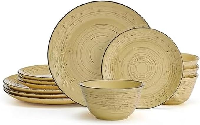 Pfaltzgraff Trellis Sunflower 12 Piece Dinnerware Set, Service for 4, Yellow