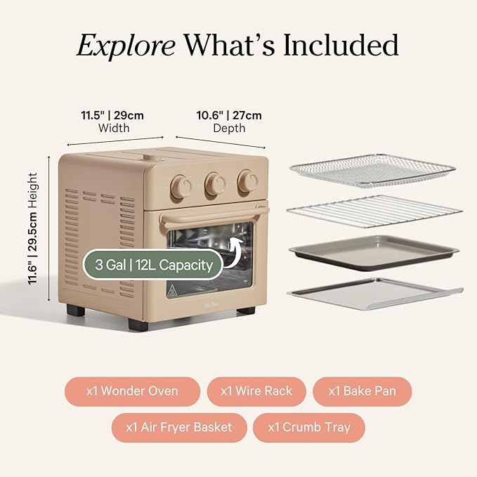 Our Place Wonder Oven | 6-in-1 Air Fryer & Toaster Oven with Steam Infusion | Compact, Countertop Friendly, Fast Preheat, Multifunctional | Air Fry, Toast, Roast, Bake, Reheat & Broil | Steam