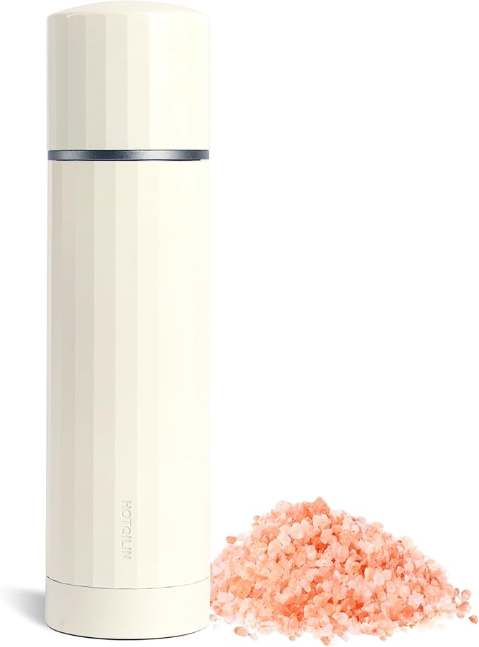 Salt Grinder Refillable Hotqilin – Manual Salt and Pepper Grinder with Titanium Alloy Core, 60+ Adjustable Settings | High Output, Easy to Clean, Durable Aluminum Body