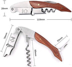 EDSG Personalized Wine Opener Wine Bottle Opener 3 in 1 Corkscrew Wine Bottle Opener Wine Key Wood Handle Stainless Steel Wine Opener for Bar Restaurant Waiters Sommelier Bartend(Design 2)