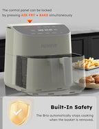 Nuwave Brio Plus 8 Qt Air Fryer, PFAS Free, New & Improved, Digital Touch Screen, Cool White Display, 50°F~400°F in Precise 5°, 5 Cook Functions, 100 Presets & 50 Memory, 3 Wattages 700, 1500, 1800