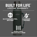 Stanley Heritage Classic Vacuum Bottle with Handle 1.1 qt | Wide Mouth w/Leakproof Cup Lid | Keep Drinks Hot or Cold | Insulated Stainless Steel Thermal Bottle | BPA-Free | Hammertone Green