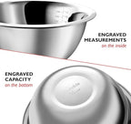 EATEX Stainless Steel Mixing Bowls with Measuring Cups & Spoons Set of 14 - Dishwasher Safe Nesting Mixing Bowl Set for Cooking, Baking & Meal Prep Non-Slip Premium Bowls