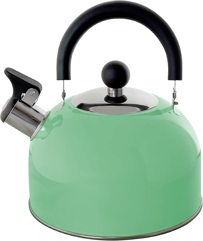 Lily's Home 2 Quart Stainless Steel Whistling Tea Kettle, the Perfect Stovetop Tea and Water Boilers for Your Home, Dorm, Condo or Apartment. (Pastel Green)