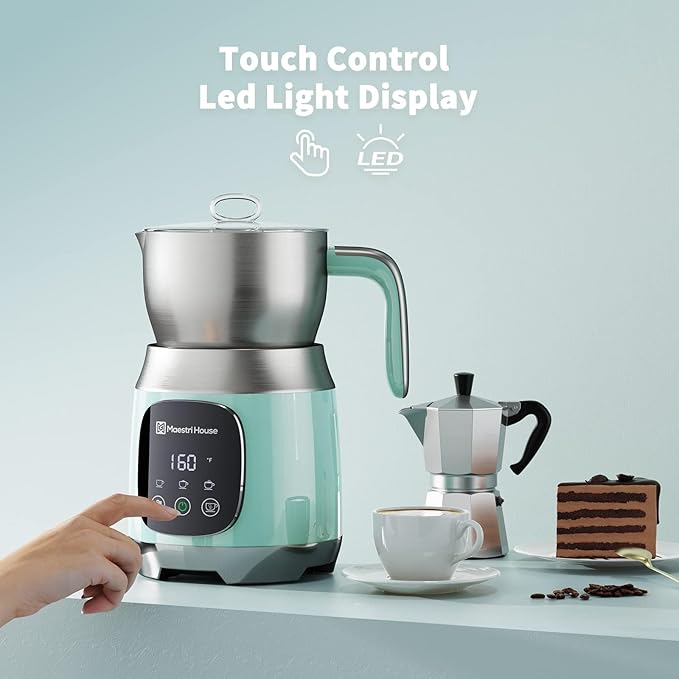 Maestri House Milk Frother, 21OZ Variable Temp and Froth Thickness Milk Frother and Steamer, Smart Touch Control Milk Warmer, Dishwasher Safe, Memory Function for Latte Cappuccino Hot Chocolate