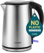 Cosori Electric Kettle, No Plastic Inner Lid, Filter & Spout, Stainless Steel Tea Kettle, Automatic Shut Off & Boil-Dry Protection, Durable Tea Kettle Boiler & Heater, 1.5L/1500W, Silver