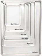 Nordic Ware Naturals Extra Large and Half Sheet Set - USA Made Aluminum Commercial Quality Sheet Pan for Baking or Roasting, Encapsulated Galvanized Steel Rim Prevents Warping, Big Sheet + Half Sheet