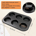 6 Packs Premium Steel Muffin Pan for Baking, Round Muffin Baking Pan, Baking Tray for Muffins, Cupcakes, Brownie(Black