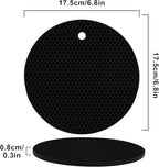 4 Pack Silicone Trivets for Hot Pots and Pans, Pot Holders Hot Pads, Non-Slip & Heat Resistant Silicone Mats for Kitchen Counter, Soft Durable Drying Mat, Jar Opener and Coasters (2 Black+2 Dark Grey)