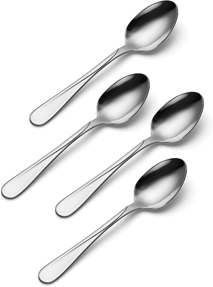 Oneida Flight Everyday Flatware Teaspoons 18/0 Stainless Steel, Set of 4, Silver