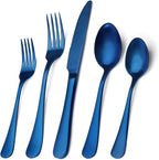 Matte Blue Silverware Set, Satin Finish 20-Piece Stainless Steel Flatware Set, Kitchen Utensil Set Service for 4, Tableware Cutlery Set for Home and Restaurant, Dishwasher Safe