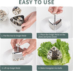 choxila Onigiri Mold, Stainless Steel Rice Ball Mold Sushi Maker, Classic Triangle Spam Musubi Mold for Kids Lunch Bento and Home DIY