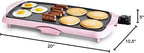 GreenLife 20” Extra Large Electric Griddle, Non-Toxic PFAS-Free Ceramic Nonstick, Temperature Control, Quick Even Heating, Removable Drip Tray, Pancakes, Eggs, Sausage, Easy Clean, Pink