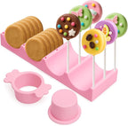 Juome Round Cake Pop Mold with 9 Inch Tray Stand, ABS Cake Pop Cutter and Pusher Set, Circle Cake Pop Maker Kit, Baking Molds for Birthday Parties, Home Baking Desserts