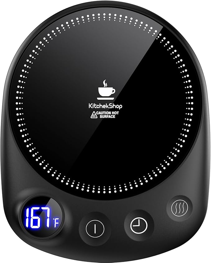 Coffee Mug Warmer - Fastest Heating & Highest Temperature, Coffee Cup Warmer for Desk Auto Shut Off, 4 Temp Settings & 1-12H Timer, Smart Electric Beverage Warmer for Coffee, Tea (Black)