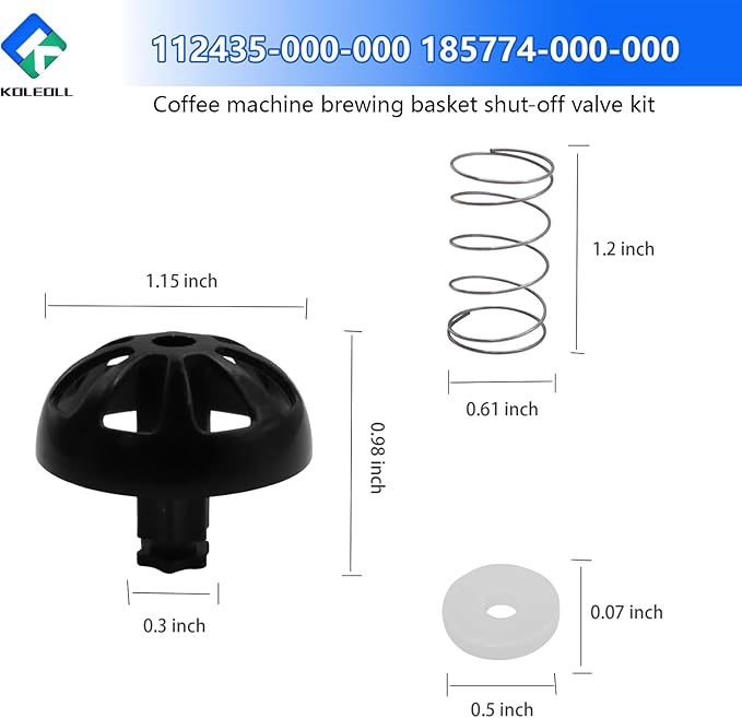 Coffee Maker Brew Basket Stop Valve Kit Replacement Part 112435-000-000 185774-000-000 Compatible with Hamilton Beach Coffee Makers 990117900 990237500