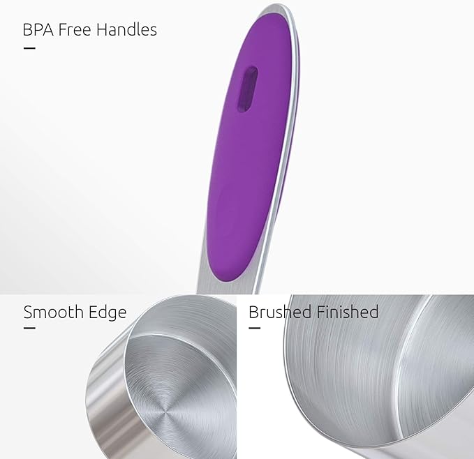 U-Taste 10 Piece Measuring Cups and Spoons Set in 18/8 Stainless Steel (Purple)
