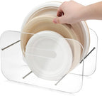 Paper Plate Dispenser, 7-12 Inch Disposable Plates Storage Organizer, Round Square Plastic Foam Paper Plate Acrylic Organizer for Cabinet, Countertop, RV or Outdoor Use (1)