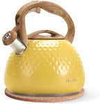 harriet Tea Kettle, Tea Pot for Stovetop, 2.5QT Whistling Kettle with 5-Layers bottom, Food Grade Stainless Steel Kettles with Hot-Resistant Handle Gas Electric Applicable, Yellow