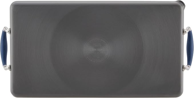 Anolon Advanced Hard Anodized Nonstick Double Burner Griddle with Multi-Purpose Rack, 10-Inch by 18-Inch, Indigo