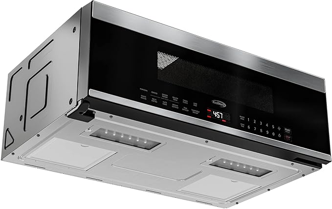 KoolMore 30 Inch Over-The-Range Low Profile Microwave, 1.2 Cu. Ft. Built-in, 10 Power Levels, 13.5” Glass Turntable, 1000-Watt Power, Advanced Air Vent, and Heat Circulation (KM-MLPOT-1SS)
