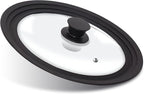 Anaeat Silicone Universal Lid for Pots, Pans and Skillets - Tempered Glass Covered with Heat Resistant Silicone Rim Fits 11", 12" and 12.5" Diameter Cookware -Easy to Use Replacement Frying Pan Cover