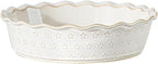 Deep Pie Dish for Baking, Ceramic Pie Pan for Apple Pie, Tart, Quiche Baking Dish, Farmhouse Decor Pie Plate, Deep Dish Pie Pan, Oven Safe, Off-White