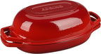Enameled Cast Iron Oval Dutch Oven Pot with Lid, Dutch Oven for Sourdough Bread Baking, Oval Bread Pan, 5qt, Red