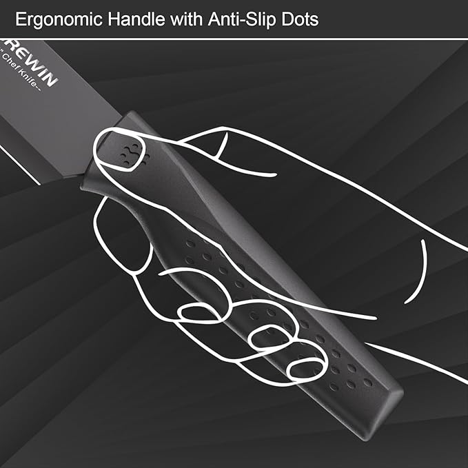 Knife Set, Brewin Kitchen Knife Set, Knives Set for Kitchen, Universal Knife Block, Utility Knife Block Set, New Home Essentials, Apartment Essentials, Dishwasher Safe