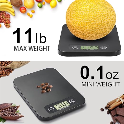 URAMAZ Food Scale with Nutritional Calculator, Digital Food Scales for Kitchen Scale Grams and Ounces, Smart Food Weight Scale for Weight Loss, 20 Nutrients Tracking, Diet, Calories, Meal Prep, 11lb