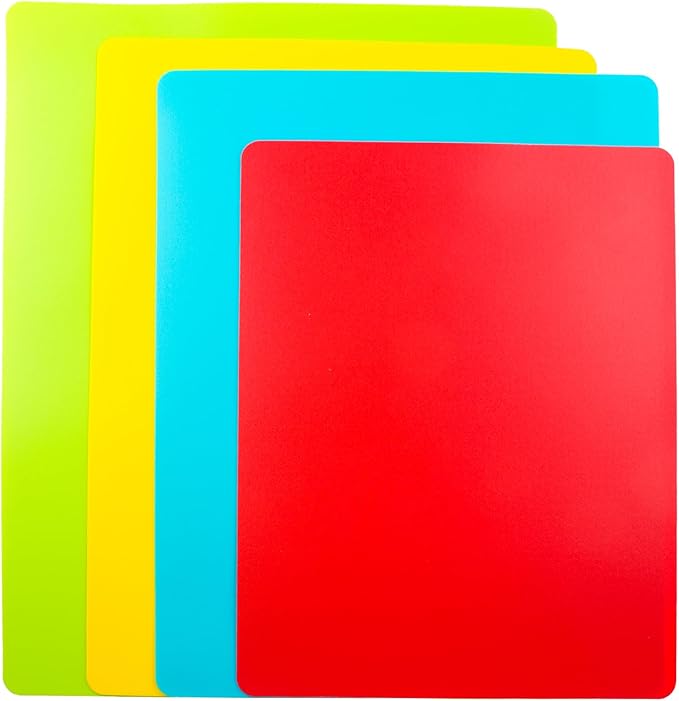 8 Pieces Flexible Cutting Board mats, Plastic Cutting Boards for Kitchen Cooking, Cutting board sheets for Meat and Vegetables, Dishwasher Safe