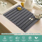 Stone Dish Drying Mat for Kitchen Counter, 24''×15'' Dishes Drying Matt Kitchen Counter, Absorbent Diatomaceous Earth Bath Quick Dry Mats for Tableware, Bottles and Cup (Dark Grey)