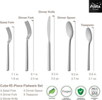 Alata Cube 45-Piece Forged Stainless Steel Flatware Set Cutlery Set,Service for 8,Silver Finish,Dishwasher Safe