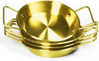 Pie pans Quirche Dishes Stainless Steel Set of 4, Specialty Gratins Pots and Pans Cookware, Au Gratin Baking Dish with Handles, 20 Oz, for Oven Roasting, Individual portion, Gold 7.5 Inch