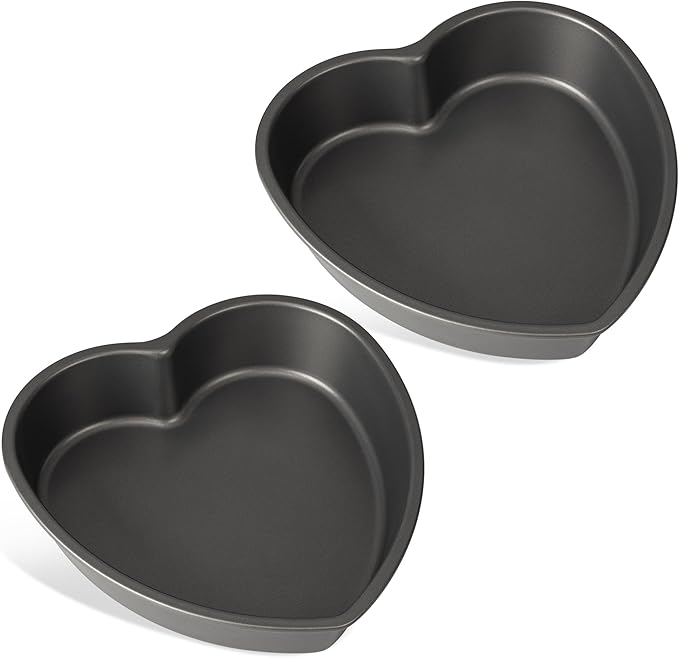 Tiawudi Heart Shaped Cake Pans, Large Baking Pan for Lovely Cakes, Nonstick Baking Molds, 9 Inch Cake Tins for Wedding, Birthday, Party & Family, Set of 2