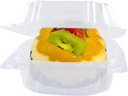 O'CREME Polystyrene Hinged-Lid Container 6 Inch Wide x 3.1 Inch High for Mini Cake Pan - Pack of 25