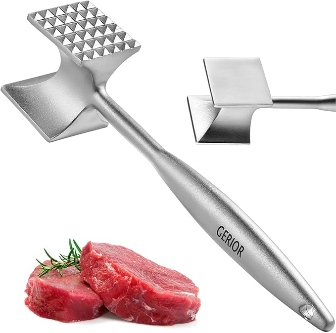 Solid Stainless Steel Meat Mallet Tenderizer Tool - Chicken Pounder Flattener, Hammer for Kitchen, Food, Cooking - Dishwasher Safe Meat Smasher